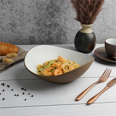 Блюдо/салатник 800 мл, 24.5*21.5cм, h=8cм,серия "White Matt Taiga"  P.L. 81229033