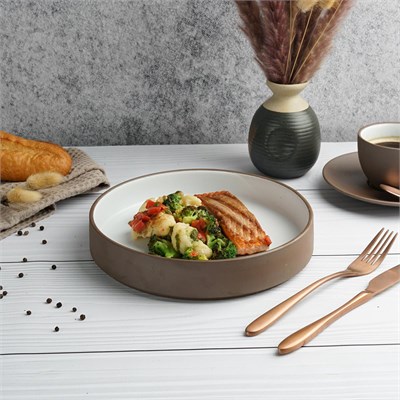 Блюдо/салатник, 600мл, d= 23cм, h= 4.4cм,серия "White Matt Taiga"  P.L. 81229037