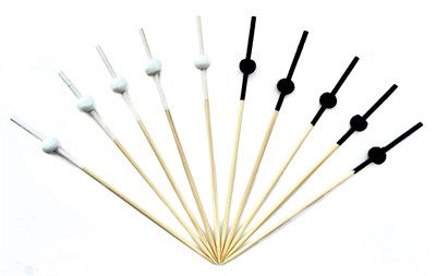 Шпажки Пика "Шарик белый,черный" бамбук 10см, 100 шт 81212527