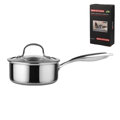 Сотейник с крышкой,трех-слойная сталь, 2 л,18/16*8 см,серия "New Kitchen",  P.L. 81280243