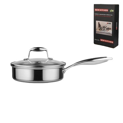 Сотейник с крышкой,трех-слойная сталь, 2,5 л, 22/19,5*7 см,серия "New Kitchen", P.L. 81280246