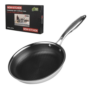 Сковорода,трех-слойная сталь,серия "New Kitchen", d=30/21.5*6 см, P.L. 81280254