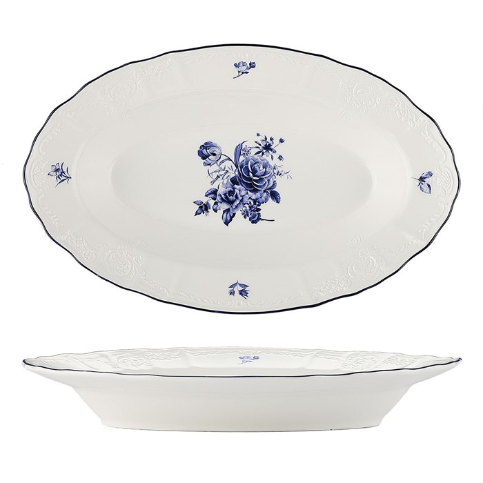 Блюдо овальное,глубокое 24*16 см, 350 мл, коллекция "Blue Flower"  P.L. Proff Cuisine 34058 - фото 11142