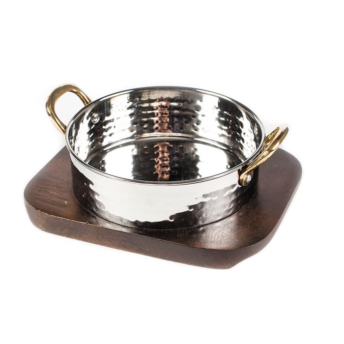 Сковородка Hammered на деревянной подставке, d= 15,5 см, 890 мл, нержавейка, P.L. Proff Cuisine 4205 - фото 2248