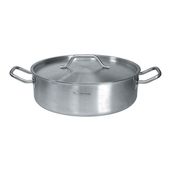 Кастрюля низкая с крышкой 5 л, 24*11 см, индукция, сталь, P.L. Proff Cuisine 4669 - фото 2481