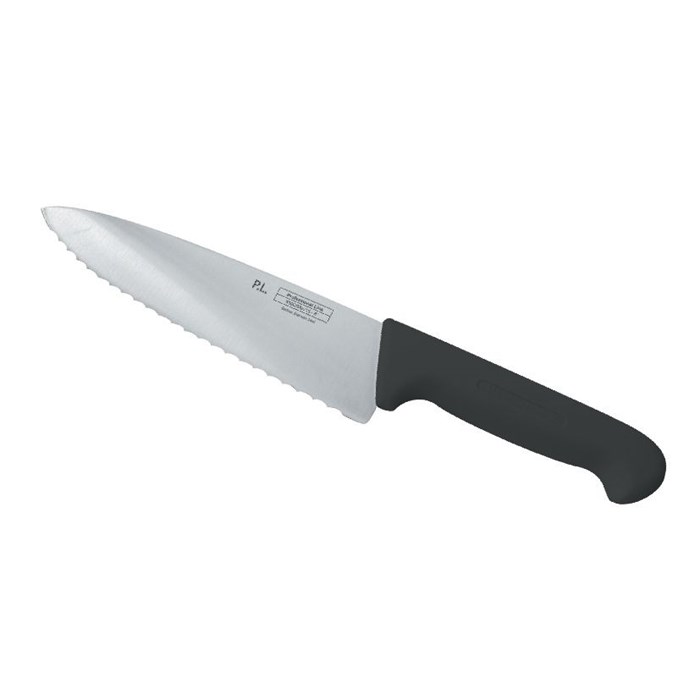 Нож PRO-Line поварской 20 см, черная пластиковая ручка, волнистое лезвие, P.L. Proff Cuisine 5180 - фото 2856
