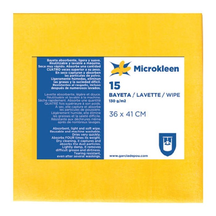 Салфетки Microkleen желтые, 36*41 см, микрофибра 130 г/см2, 15 шт/уп 6929 - фото 4056