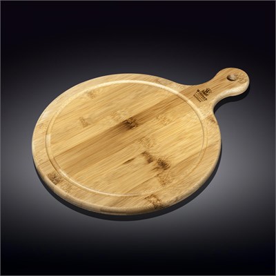 Доска сервировочная с ручкой круглая 31x23 см WL‑771098/A 59248 - фото 5160966