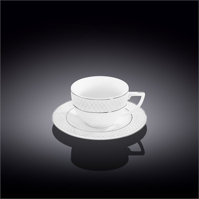 Чашка для капучино и блюдце с платиновыми линиями 170 мл WL-880103402/AB 67568 - фото 5285578