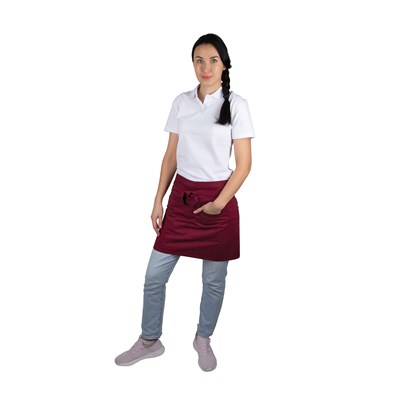 Фартук официанта короткий бордовый хлопок [00303] 80666 - фото 5498863