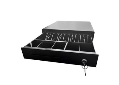 Денежный ящик EPSON 335S, 335 ? 365 ? 90 мм) чёрный, Замок ККТ Атол, пластиковый лоток. 86652 - фото 5508166