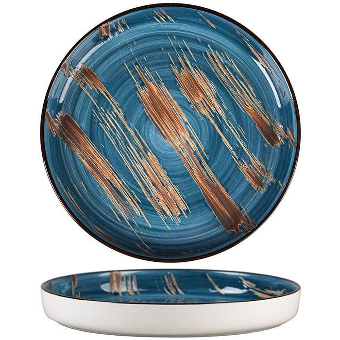 Тарелка с бортом Texture Dark Blue Lines 23 см, h 3 см, P.L. Proff Cuisine 11710 - фото 5535