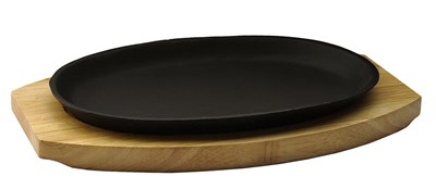 Сковорода овальная на деревянной подставке 240х140 мм [DSU-S-D2] кт520