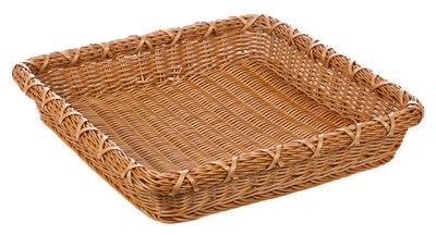 Корзинка пластиковая 450х450х80 мм квадратная коричневая [Brown 5502] кт1975