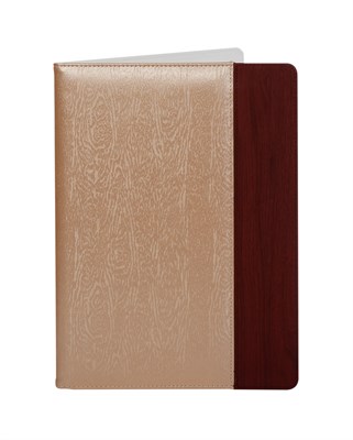 Папка для меню бежевая с тиснением с красной вставкой [HY015] кт0721