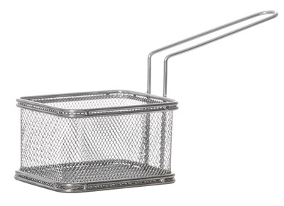 Корзинка 100х80х65 мм для подачи картофеля фри нерж. с ручкой [QL089-01] кт132