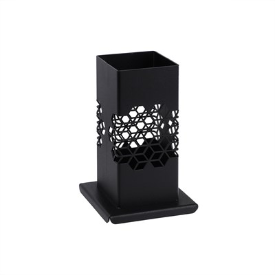 Подставка-стакан д/стол. приборов Квадрат 10х10 см, h=16 см черный Luxstahl мки360/1