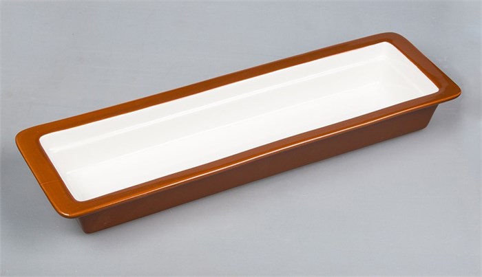 Гастроемкость 2/4-65 (52.5*16*6,5 см), коричневый борт, фарфор, P.L. Proff Cuisine 16072 - фото 7313