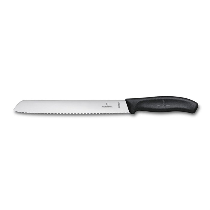 Нож  для хлеба 21 см волнистое лезвие Victorinox чёрный, в блистере 16944 - фото 7900