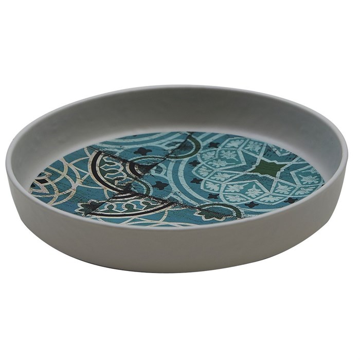 Блюдо,поднос меламиновый d=20.4см, h=4.3 см, Damask Blue,  P.L. 17728 - фото 8048