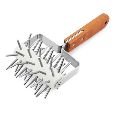 Ролик для наколки теста с деревянной ручкой 12,5 см, нержавейка, 81200243