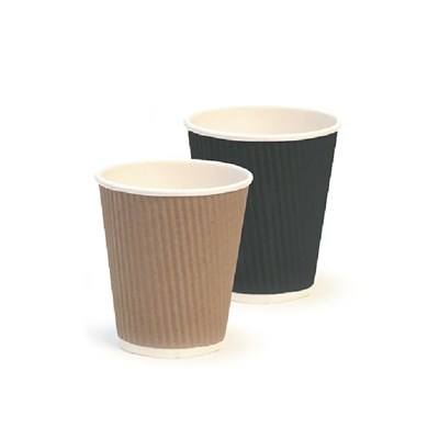 Стакан с двойными стенками для горячих напитков 240 мл,гофр.картон,черный,(1упаковка= 25 шт) GP 81210425