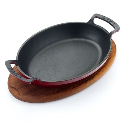 Сковорода овальная с ручками чугун на д/подставке 20*15см.  LAVA 81249952