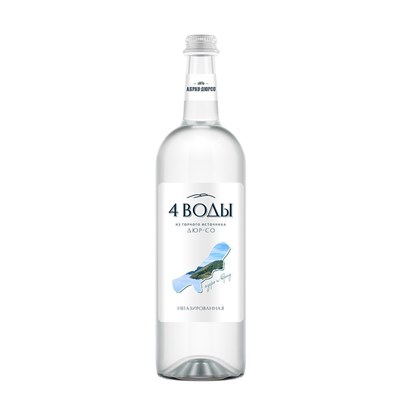 Природная питьевая вода,артезианская,негазированная,"4 Воды" стекло 0,75 л,Абрау-Дюрсо (коробка 6шт) 81280500