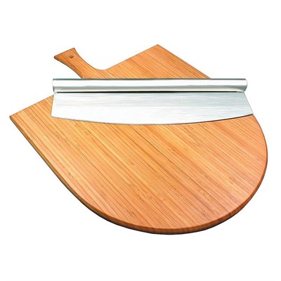 Набор для подачи пиццы: доска бамбуковая d 32 см с ручкой + нож, Prohotel 92000106