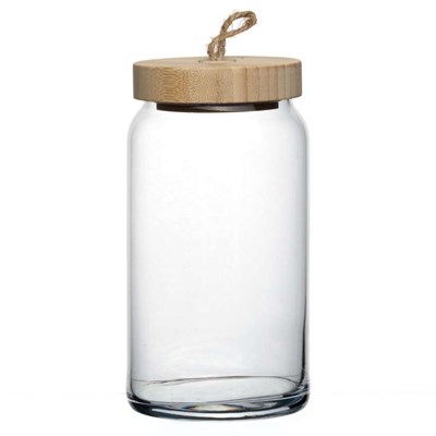 Банка с крышкой «Вуди»стекло,дерево; 1,13л; D=9,H=19см; 81269181