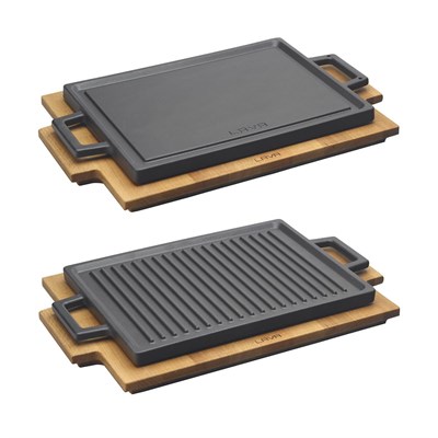 Сковорода-гриль с ручками чугун на д/подставке 22*30см.  LAVA 81249937