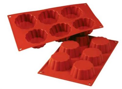 Форма силиконовая P.L. Proff Cuisine "Бриош" 6 ячеек d 80 мм, h 30 мм (30*17,5 см) 81200442