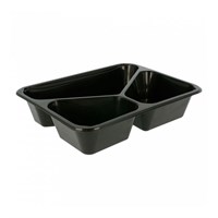 Контейнер трехсекционный, черный, СВЧ, 22,5*17,5*4,5 см, PP, 125 шт/уп (крышка 81210078) 81210317