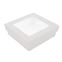 Ланч-бокс с крышкой с окном бумажный 750 мл,белый 14*14*5 см,(1упаковка= 25 шт) GP 81212419