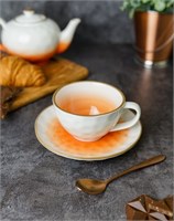 Чайная пара 240 мл,фарфор,оранжевый цвет 