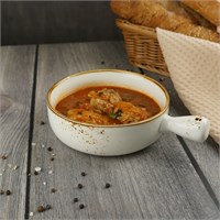 Блюдо с ручкой для подачи 500мл,  20*15 см, h=5 см, фарфор, серия 