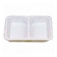 Контейнер двухсекционный, белый, СВЧ, 22,5*17,5*4,5 см, PP, 125 шт/уп (крышка 81210078) 81210319