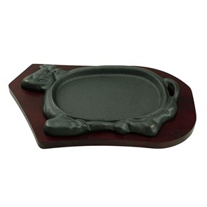 Сковородка чугунная, "Корова", на деревянной подставке,для подачи 28*16 cм, P.L.-ProffCuisine 32633