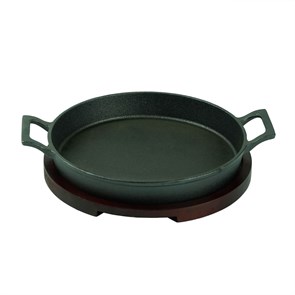 Сковородка чугунная, круглая, на деревянной подставке,для подачи d=20 cм, P.L.-ProffCuisine 32636
