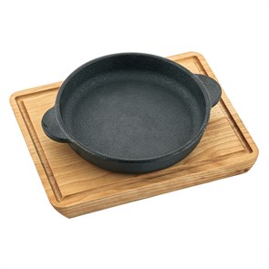 Сковородка чугунная, на деревянной подставке,для подачи 18.5*22*2.8 cм, P.L.-ProffCuisine 32650