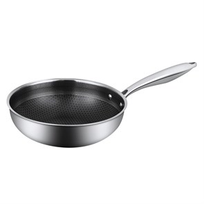 Сковорода Вок (WOK) 28 см, h 8,6 см Honeycombs нерж.3-х слойная, ИНДУКЦИЯ P.L. Proff Cuisine 34125