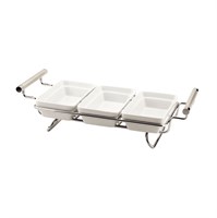 Подставка хромированная с тремя фарфоровыми блюдами, 38*15 см, P.L. - REG 3936