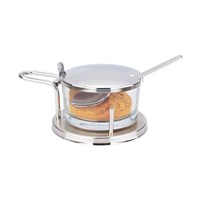 Сахарница с крышкой стеклянная на металлической подставке + ложка, P.L. - REG 4163