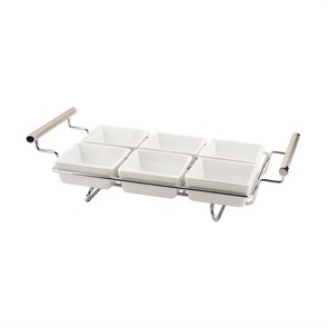 Подставка хромированная с шестью фарфоровыми блюдами, 39*20 см, P.L. - REG 3938