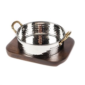 Сковородка Hammered на деревянной подставке, d= 15,5 см, 890 мл, нержавейка, P.L. Proff Cuisine 4205