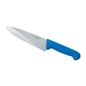 Нож PRO-Line поварской 20 см, синяя пластиковая ручка, волнистое лезвие, P.L. Proff Cuisine 5184