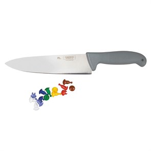 Шеф-нож PRO-Line с цветными кнопками 20 см, серая пластиковая ручка, P.L. Proff Cuisine 5193