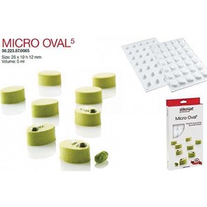 Форма кондитерская Silikomart MICRO OVAL 5, силикон, ячейки 26*19*12 мм, Италия 5809