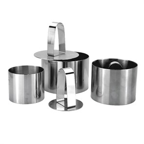 Набор кондитерских колец P.L. Proff Cuisine 3 шт + пресс (75*80 мм/ 65*80 мм/ 89*50 мм), P.L. Proff 6264
