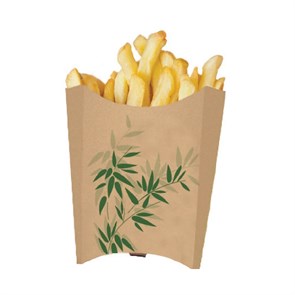Контейнер картонный Feel Green вертикальный для картофеля фри, 135 гр, 13*8*13,5 см, 200 шт/уп, Garc 6840